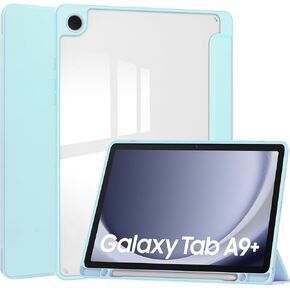 Tablet Case for Samsung Galaxy TAB A9+/A9 Plus 11 inch, Slim Tri-Fold Cover with Pen Holder, Shockproof Cover with Clear Back Shell for Galaxy TAB A9+/A9 Plus 2023, Auto Wake/Sleep Green