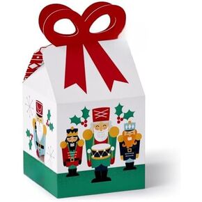 Big Dot of Happiness Christmas Nutcracker - Square Favor Gift Boxes - Holiday Party Bow Boxes - Set of 12