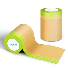 NETEHA 4 Rolls 6inch x 50feet Tape and Masking Paper, Paint Adhesive Protective Paper Roll for Painting Protection Covering, Car Auto Body and Wall Covering Skirting