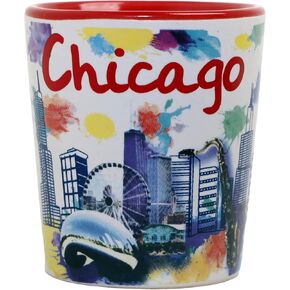 Chicago Illinois Ceramic Light Water Color Shot Glass
