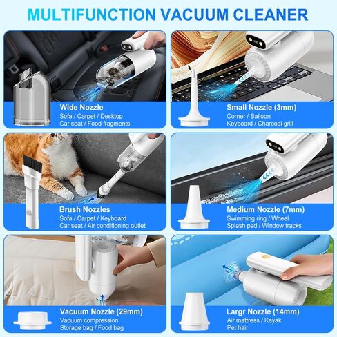 9000Pa Handheld Vacuum Cleaner with LED Light 180° Foldable Multifunctional Vacuum Cleaner for Blowing Vacuuming Pumping Strong Suction Rechargeable Mini Vacuums for Car Home Office in Saudi Arabia