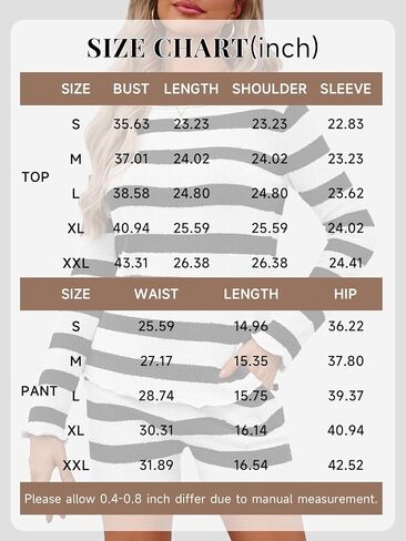 BZB Womens Striped Sweater Lounge Set lounge Knit Pajamas Long Sleeve Casual Outfits 2 Piece with Pockets in Saudi Arabia