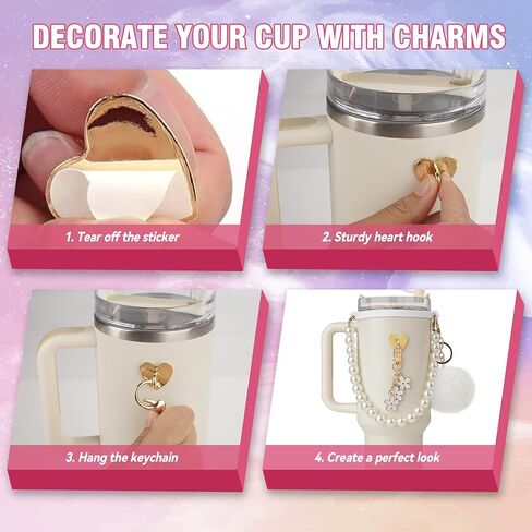for Stanley Cup Accessories Set, Stanley Accessories 40 oz, Accesorios Stanley with Food-Grade Stanley Straw Cover, Stanley Tumbler Accessories Beautify Your Cup, Unique Gifts for Women, White in Saudi Arabia