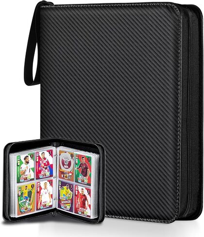 Card Binder for Pokemon Card, 4 Pocket 50 Double-Sided Pages for 400 Card Pocket Premium Zip PU Card Binder for Pokemon, Collectible For TCG,MTG,Baseball,Football Trading Card Game(Black) in Saudi Arabia