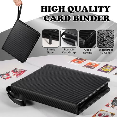 Card Binder for Pokemon Card, 4 Pocket 50 Double-Sided Pages for 400 Card Pocket Premium Zip PU Card Binder for Pokemon, Collectible For TCG,MTG,Baseball,Football Trading Card Game(Black) in Saudi Arabia