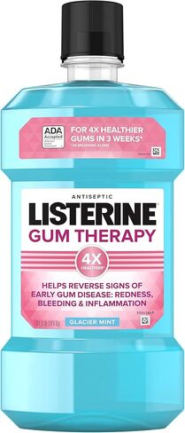 Listerine Gum Therapy Antiplaque & Anti-Gingivitis Mouthwash, Antiseptic Oral Rinse Helps Reverse Signs of Early Gingivitis, ADA accepted, TSA-Compliant Travel-Size, Glacier Mint, 95 mL (Pack of 6) in Saudi Arabia