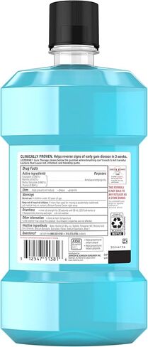 Listerine Gum Therapy Antiplaque & Anti-Gingivitis Mouthwash, Antiseptic Oral Rinse Helps Reverse Signs of Early Gingivitis, ADA accepted, TSA-Compliant Travel-Size, Glacier Mint, 95 mL (Pack of 6) in Saudi Arabia