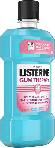 Listerine Gum Therapy Antiplaque & Anti-Gingivitis Mouthwash, Antiseptic Oral Rinse Helps Reverse Signs of Early Gingivitis, ADA accepted, TSA-Compliant Travel-Size, Glacier Mint, 95 mL (Pack of 6) in Saudi Arabia