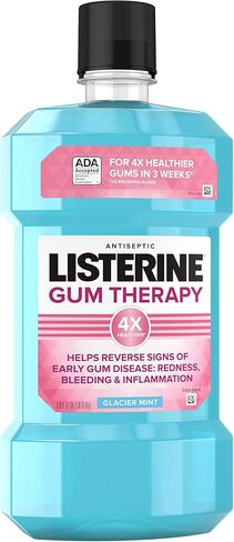 Listerine Gum Therapy Antiplaque & Anti-Gingivitis Mouthwash, Antiseptic Oral Rinse Helps Reverse Signs of Early Gingivitis, ADA accepted, TSA-Compliant Travel-Size, Glacier Mint, 95 mL (Pack of 6) in Saudi Arabia