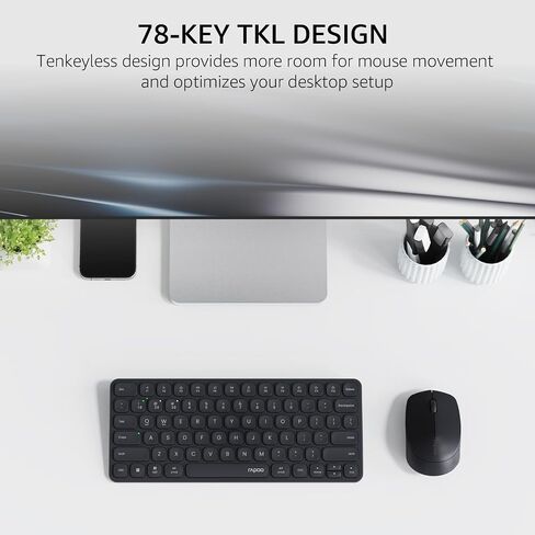 Rapoo 9010M Multi-Device Keyboard and Mouse Combo, 2.4GHz/Bluetooth 5.0/4.0 Wireless Keyboard & Mouse Set for Windows/Mac/Linux/Chrome, Support 4 Devices, Low-Profile Silent Click, Battery Powered in Saudi Arabia