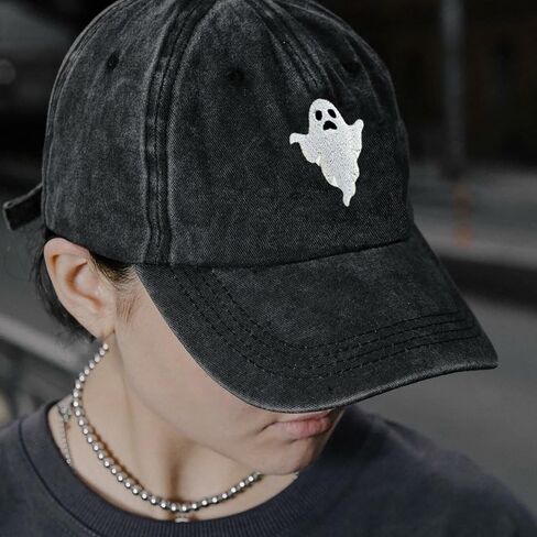شبح قبعة هالوين قبعة بيسبول مطرزة قبعة مخيف قبعات الموضة قابل للتعديل للرجال النساء للجنسين نمط أغطية الرأس in Kuwait