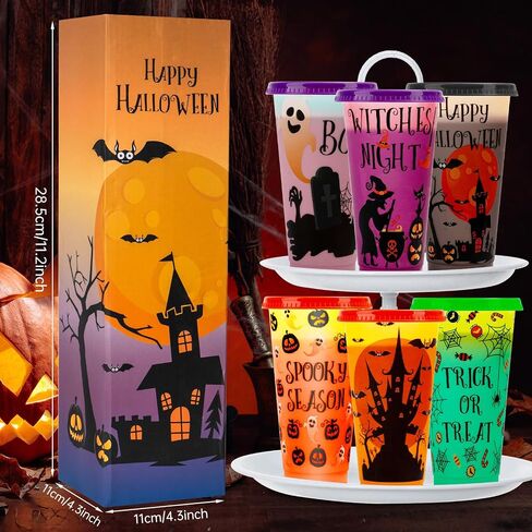 Halloween Decorations Color Changing Reusable Cups with Lids and Straws - 12 Pack 24 oz Plastic Tumblers Bulk with Lids and Straws - Reusable for Party Cups in Saudi Arabia
