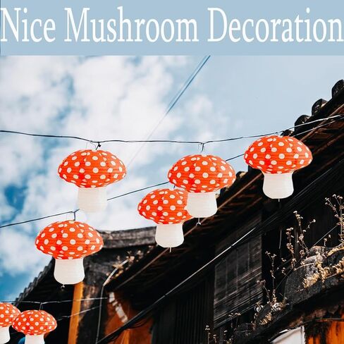 4 pcs Mushroom Lantern, Foldable Hanging Ornament Mushroom Lanterns, for Wonderland Themed Party Wedding Decor 8 inch, 12 inch in Saudi Arabia