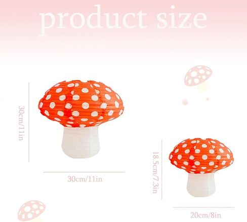 4 pcs Mushroom Lantern, Foldable Hanging Ornament Mushroom Lanterns, for Wonderland Themed Party Wedding Decor 8 inch, 12 inch in Saudi Arabia