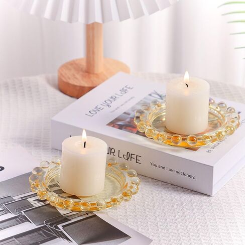 Glass Pillar Candle Holder - Set of 6 Pcs Candlestick Holders, Ideal for Home Coffee Table Decor Decorations, Centerpiece for Dining/Living Room- Best Wedding Gift (Red, Round) in Saudi Arabia
