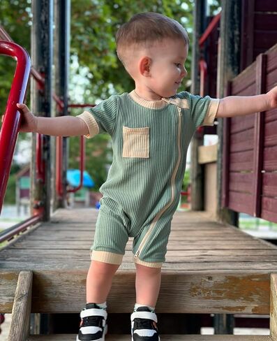 Volunboy Newborn Summer Clothes Unisex Baby Boy Girl 2 Pack Rompers Short Sleeve Two Way Zipper One-piece Jumpsuits Bodysuits in Saudi Arabia