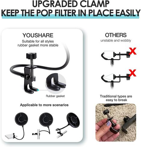 YOUSHARES Microphone Pop Filter Compatible with Fifine K688 - Mic Cover Microphone Windscreen Foam for Recording and Streaming Reduce Background Noise in Saudi Arabia