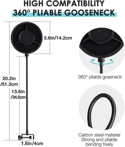 YOUSHARES Microphone Pop Filter Compatible with Fifine K688 - Mic Cover Microphone Windscreen Foam for Recording and Streaming Reduce Background Noise in Saudi Arabia