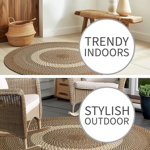Super Area Rugs Brown Braided Rug for Entryway/Foyer, Taupe Gray Indoor Outdoor Braided Rug for Patio/Porch 3' x 5' Oval in Saudi Arabia