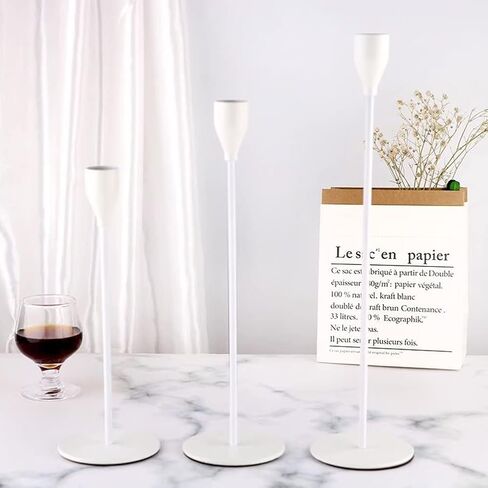 Kamingce Black Candle Holders for Taper Candles Set of 3pcs, Metal Decorative Candlestick Fit 3/4 inch Thick Candle for Home Decor, Wedding, Dinning, Party, Anniversary (Black) in Saudi Arabia