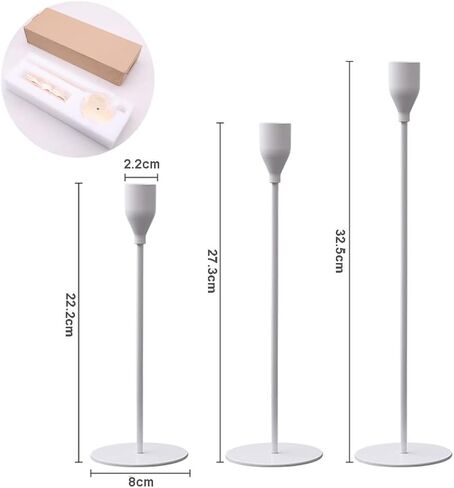 Kamingce Black Candle Holders for Taper Candles Set of 3pcs, Metal Decorative Candlestick Fit 3/4 inch Thick Candle for Home Decor, Wedding, Dinning, Party, Anniversary (Black) in Saudi Arabia