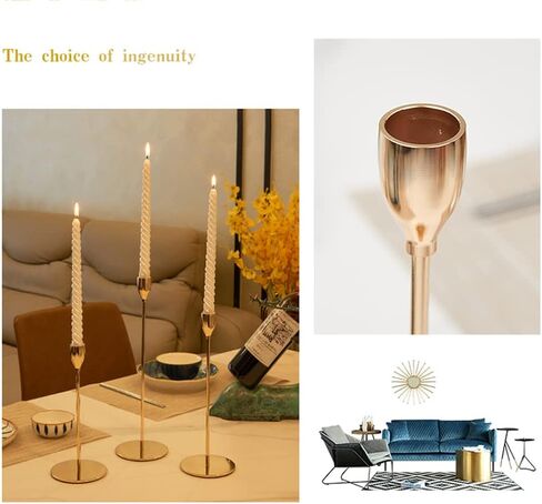 Kamingce Black Candle Holders for Taper Candles Set of 3pcs, Metal Decorative Candlestick Fit 3/4 inch Thick Candle for Home Decor, Wedding, Dinning, Party, Anniversary (Black) in Saudi Arabia