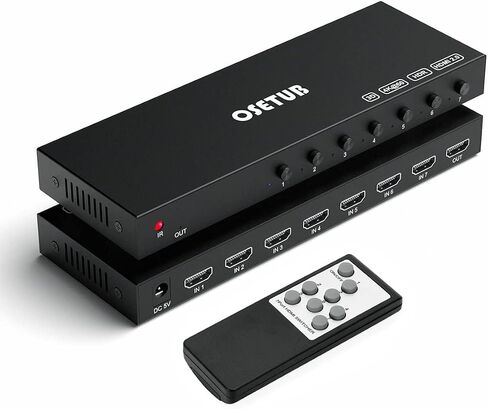 7-Port 4K@60Hz HDMI Switch Box Upgrade, 7 in 1 HDMI 2.0 Switcher Selector Support HDR & HDCP 2.2 & Full 3D with IR Remote Control for Nintendo Switch,Xbox PS5/PS4,Fire Stick,Roku,Apple TV in Saudi Arabia