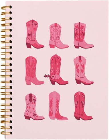 Pink Notebook,Coquette Preppy Cowgirl Journal Notebook,Trendy Boots Bow Notebook for Teen Girls Women School Student Teacher,Hardcover Spiral Notebook 5.5x8.3 in Saudi Arabia