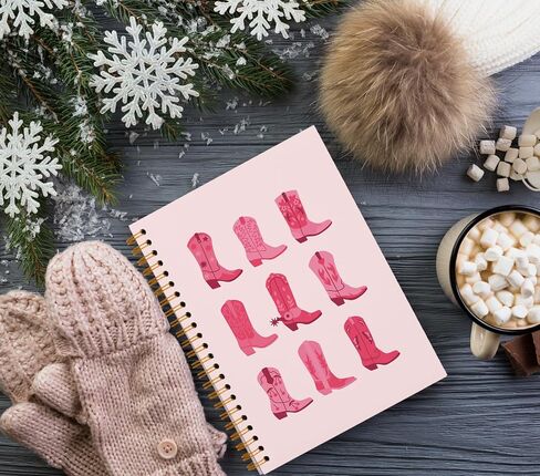 Pink Notebook,Coquette Preppy Cowgirl Journal Notebook,Trendy Boots Bow Notebook for Teen Girls Women School Student Teacher,Hardcover Spiral Notebook 5.5x8.3 in Saudi Arabia
