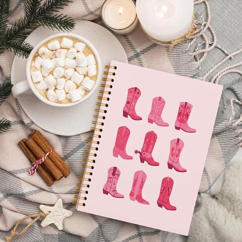Pink Notebook,Coquette Preppy Cowgirl Journal Notebook,Trendy Boots Bow Notebook for Teen Girls Women School Student Teacher,Hardcover Spiral Notebook 5.5x8.3 in Saudi Arabia