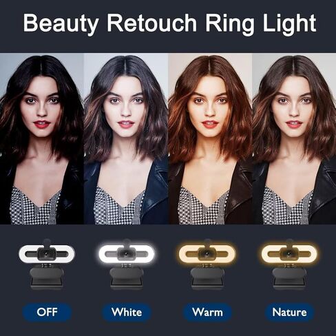2K Webcam with Light & Privacy Cover & Microphone, External USB Web Camera for Computer Macbook Laptop Desktop Monitor Online Learning, PC Video Live Streaming Camera in Saudi Arabia