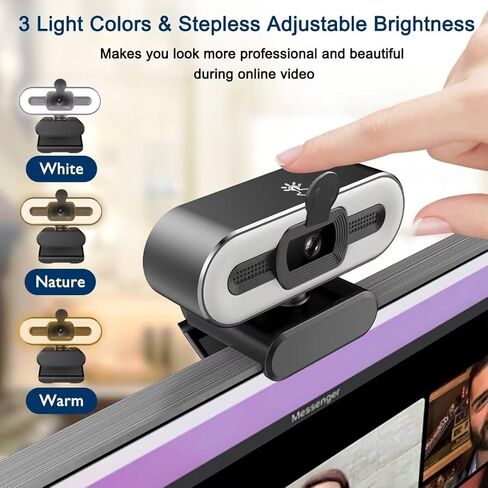 2K Webcam with Light & Privacy Cover & Microphone, External USB Web Camera for Computer Macbook Laptop Desktop Monitor Online Learning, PC Video Live Streaming Camera in Saudi Arabia