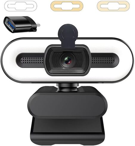 2K Webcam with Light & Privacy Cover & Microphone, External USB Web Camera for Computer Macbook Laptop Desktop Monitor Online Learning, PC Video Live Streaming Camera in Saudi Arabia