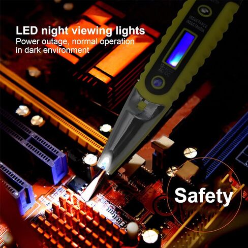 قلم اختبار كهربائي رقمي متعدد الوظائف LED، جهاز اختبار الجهد الكهربي، جهاز كشف الجهد الكهربي الرقمي AC/DC أداة كشف الجهد الكهربي 12‑220 فولت، كاشف جهد دائرة عدم الاتصال للمنزل in Saudi Arabia