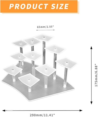 9-Tier Perfume Organizer, Acrylic Display Risers Stand, Cute Cupcake Stand Display, Shelf for Funko POP Action Figures, Collection Dessert Jewelry Cosmetics Desktop Decoration ( Black ) in Kuwait