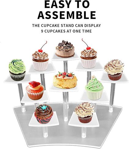 9-Tier Perfume Organizer, Acrylic Display Risers Stand, Cute Cupcake Stand Display, Shelf for Funko POP Action Figures, Collection Dessert Jewelry Cosmetics Desktop Decoration ( Black ) in Kuwait