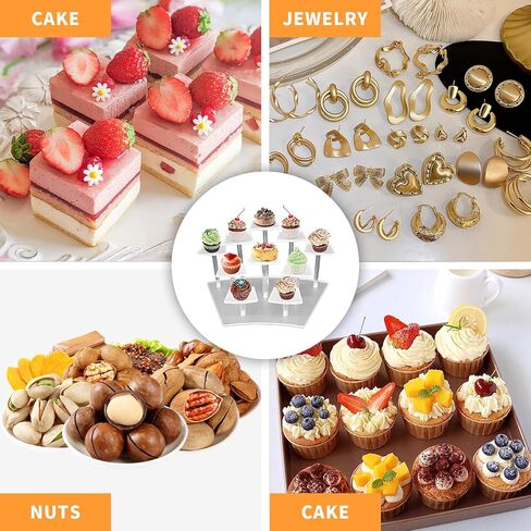 9-Tier Perfume Organizer, Acrylic Display Risers Stand, Cute Cupcake Stand Display, Shelf for Funko POP Action Figures, Collection Dessert Jewelry Cosmetics Desktop Decoration ( Black ) in Kuwait