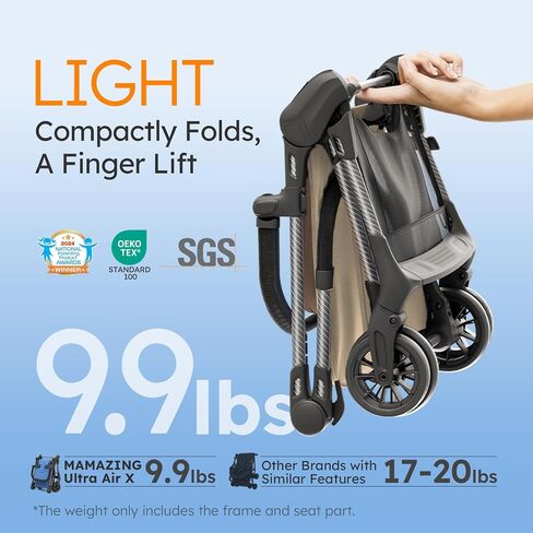 Lightweight Baby Strollers for Airplane, Ultra-Compact Travel Stroller, Light & Strong Portable Toddler Stroller with Carbon Fiber Frame and UPF 50+ Waterproof Fabric, Only 9.9 lbs, Brown in Saudi Arabia