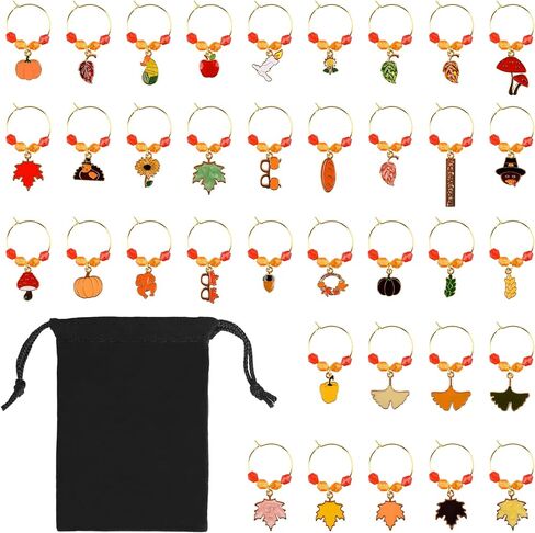 36Pcs Wine Glass Charms Wine Charms for Stem Glasses Wine Charms for Wine Glass Tags Wine Tasting Party Decorations in Saudi Arabia