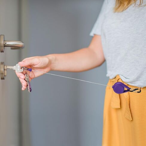 Soleebee Retractable Keychain Key Ring, Retractable Badge Reel Key Holder with Detachable Carabiner & 24'' Retractable Steel Wire Cord (Pink) in Saudi Arabia