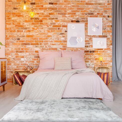 سجادة منطقة أشعث رقيق، سجاد حديث مقاس 4.6x6.5FT لغرفة النوم، سجادة أرضية غير قابلة للانزلاق لغرفة المعيشة، سجاد منطقة قطيفة ناعمة للنوم والحضانة وغرفة الدراسة وغرفة الملابس مصبوغة باللون الرمادي الفاتح in Kuwait