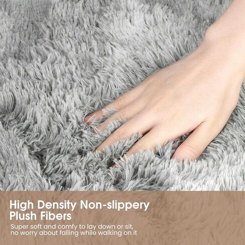 سجادة منطقة أشعث رقيق، سجاد حديث مقاس 4.6x6.5FT لغرفة النوم، سجادة أرضية غير قابلة للانزلاق لغرفة المعيشة، سجاد منطقة قطيفة ناعمة للنوم والحضانة وغرفة الدراسة وغرفة الملابس مصبوغة باللون الرمادي الفاتح in Kuwait