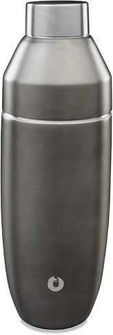 SNOWFOX Premium Vacuum Insulated Stainless Steel Cocktail Shaker, Home Bar Accessories, Elegant Drink Mixer, Leak, Proof Lid With Jigger & Built, In Strainer, Black/Gold, 22oz. in Saudi Arabia