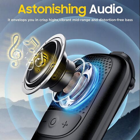 Temdan Wearable Bluetooth Speaker, Clip-On Portable Speaker with Built-in Mics for Hands-Free Music and Calls, Up to 10 Hours Battery Life,Waterproof Outdoor Speaker for Working, Hiking, Running in Saudi Arabia