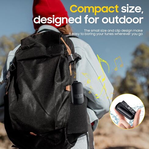 Temdan Wearable Bluetooth Speaker, Clip-On Portable Speaker with Built-in Mics for Hands-Free Music and Calls, Up to 10 Hours Battery Life,Waterproof Outdoor Speaker for Working, Hiking, Running in Saudi Arabia