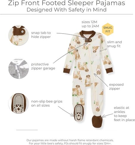 Burt's Bees Baby Baby Boys Sleepers, 100% Organic Cotton, One-piece PJs, Diagonal Zip Up Jumpsuit, Snug Fit Pajamas with Snap Tab in sizes 12, 18, and 24 Months in Saudi Arabia