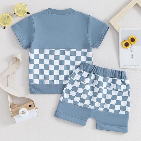 Toddler Baby Boy Summer Clothes Set T Shirt Shorts Outfits Short Sleeve Pocket Tops Shorts 2PCS (Army Green, 6-12 Months) in Saudi Arabia