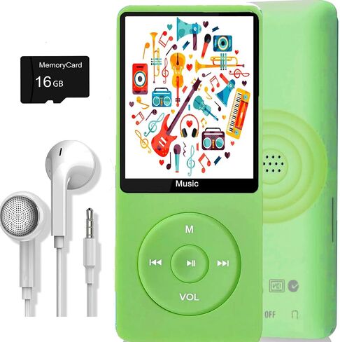 MP3 Player, Music Player with 16GB Micro SD Card, Build-in Speaker/Photo/Video Play/FM Radio/Voice Recorder/E-Book Reader, Supports up to 128GB in Saudi Arabia