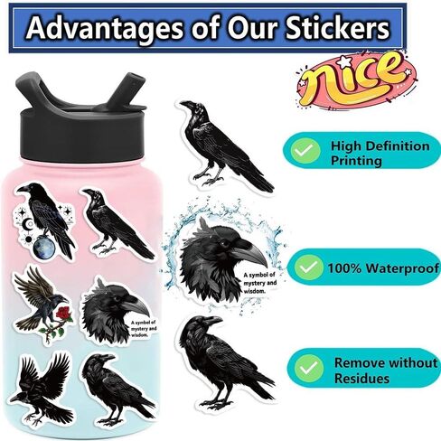 50 PC Sugar Skull Vinyl Stickers Pack, Laptop Skull Decals Decorations for Water Bottle Luggage Computer Skateboard Guitar Motorcycle Bike Nature Stickers Teens Girls Kids Adults in Saudi Arabia