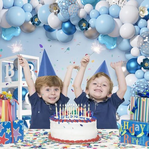 Amandir 134 قطعة من ديكورات حمام الطفل على شكل فيل لصندوق الصبي، ملصقات بالون أبيض وأزرق على شكل فيل من رقائق معدنية للأطفال الصغار مع حروف (A-Z) للصبي في عيد الميلاد الأول ومستلزمات الحفلات in Kuwait